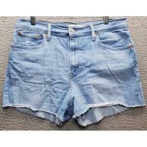 Levi's Jean Shorts Womens 32 Blue Denim High-Rise Cut-Off Light Wash Red Tab